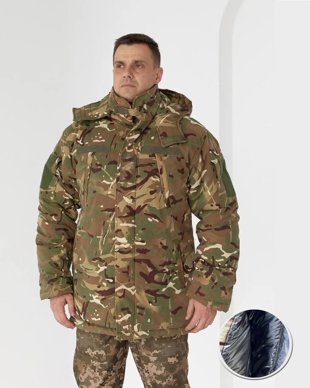 Бушлат зимовий Кордон-6 ЗСУ ріпстоп мультикам з підкладкою Omni-Heat, чоловіча зимова камуфляжна куртка фото