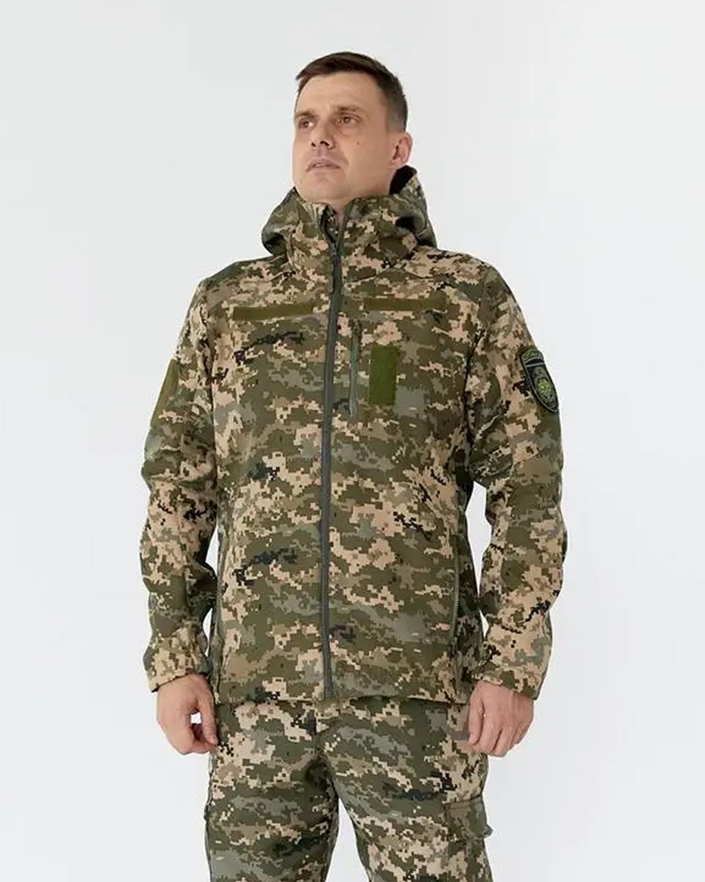Куртка тактична демісезонна термофліс Піксель, чоловіча камуфляжна утеплена куртка 44