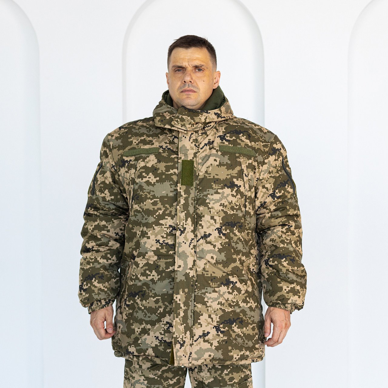 Бушлат камуфляжний зимовий Піксель, чоловіча тактична зимова куртка з капюшоном, що відстібається 44 фото