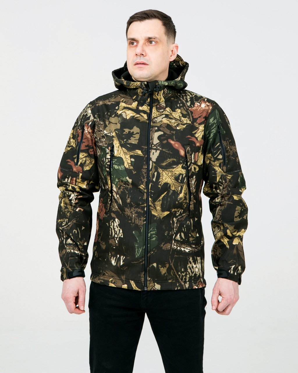 Куртка тактична демісезонна камуфляж Темний Клен, чоловіча утеплена куртка на флісі для полювання та риболовлі